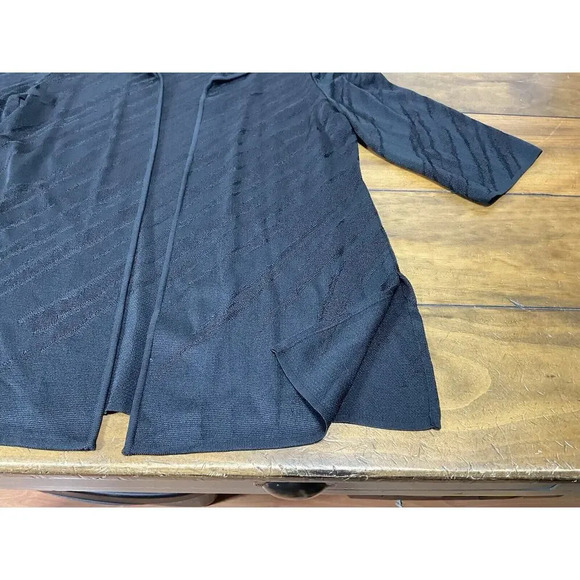 Ming Wang Black Striped Textured Cardigan Open Front Jacket Size Medium - Picture 5 of 12